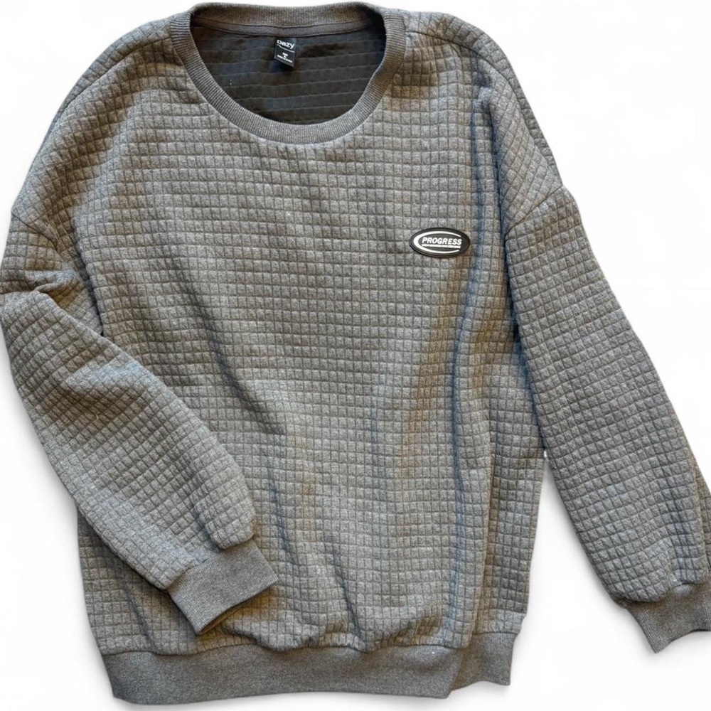Gray Textured Casual Sweatshirt